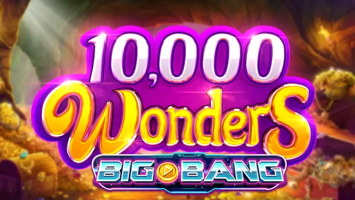 ภาพหน้าจอเกมสล็อต 10,000 Wonders Big Bang ที่แสดงวงล้อ 6 แถว