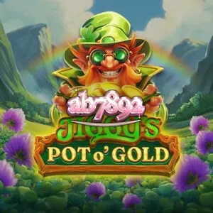 หน้าจอเกมสล็อต Jiggy’s Pot O’Gold พร้อมสัญลักษณ์เหรียญและหม้อทองคำ